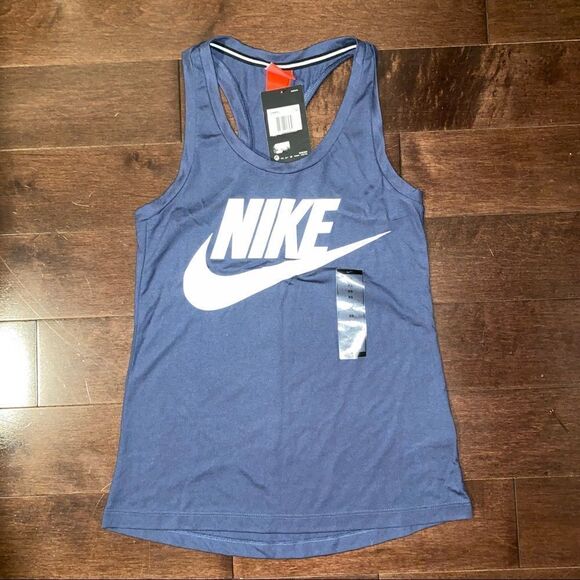Nike Racerback Tank Top Blue White Logo XS NWT - Picture 1 of 1